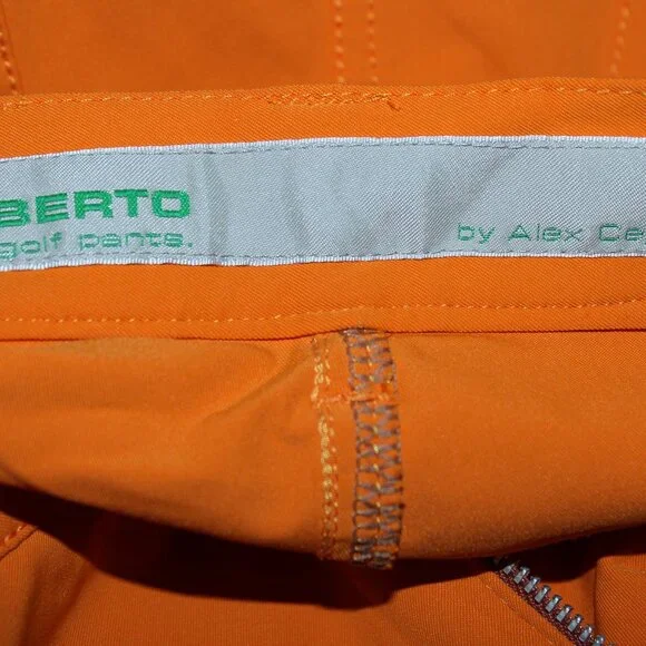 Alberto Golf Pants Mens 32x29 Orange 3XDry Cooler by Alex Cejka Y2K Vintage - Picture 7 of 8